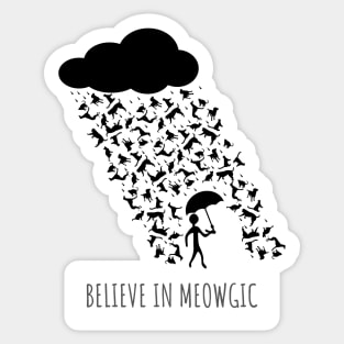 Believe In Meowgic Funny Raining Cats Shirt Sticker